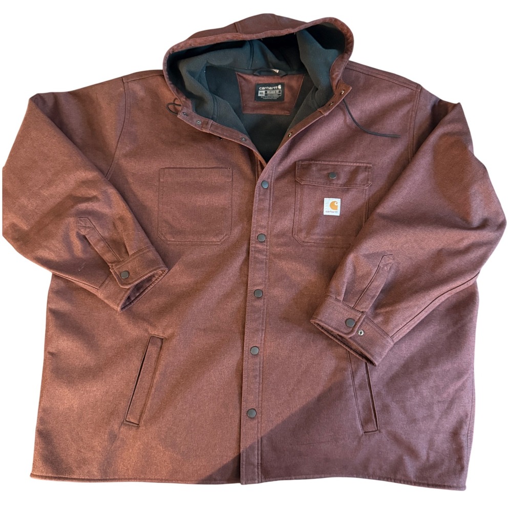 Carhartt Rain Defender Fleece Lined Hooded Shirt Jac Dark Cedar Men's 4XL